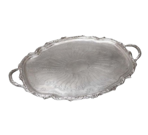 Silver Finished Aluminum Casting <b>Decorative</b> <b>Tray</b> on Sale Best Quality Metal <b>Tray</b> Home Decor Christmas Occasion - Product Image 5