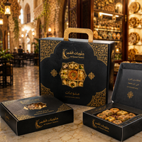 Boîte en papier personnalisée AT PACK pour les douceurs arabes, baklava, emballage cadeau avec poignée et fenêtre