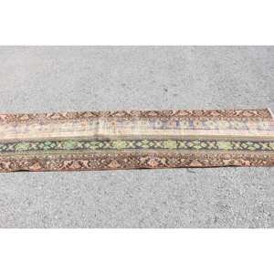 Classique Beige Vert 2.2 X 9.3ft Laine Aubusson Design Salon Tapis Patchwork Rectangle Buffet Tapis Latex Tapis Turc - Product Image 3