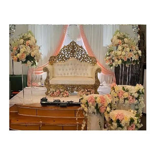 Romantique roi et reine mariage causeuse merveilleuse réception scène blanc or causeuse luxe mariage trône canapé pour Couple - Product Image 1