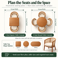 Ensemble de table et chaises de style rustique pour café, mobilier moderne nordique en bois de frêne, fauteuils en rotin pour restaurant, café