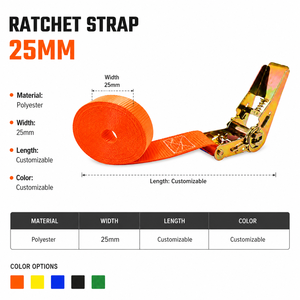 Ratchet Tie Down Strap Polyester 25mm 800kg Wear Resistant Adjustable Length for Truck <b>Cargo</b> Lashing Private Label OEM Supply - Product Image 3