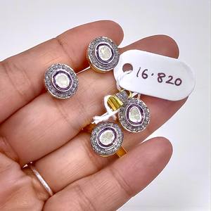 Ensemble de bijoux en argent sterling 925 plaqué or avec diamants Polki naturels - Product Image 3