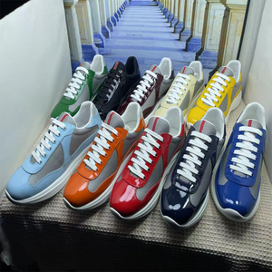 Chaussures de sport de haute qualité pour femmes et hommes, baskets de créateur en cuir véritable à lacets, talon moyen, chaussures décontractées avec boîte - Product Image 1