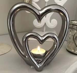 <b>candle</b> holder for gift and home decor wedding decoration gift for family festival colorful SilverGold Two heart metal <b>tealight</b> - Product Image 3
