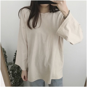 Camisetas de manga larga lisas y sueltas para mujer, remera de colores dulces, playera estampada de diseño simple de estilo coreano para mujer - Product Image 2