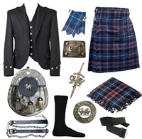 Tartan écossais en laine acrylique durable traditionnel Royal Stewart 8 Yards 10 pièces Kilt Set pour les mélomanes
