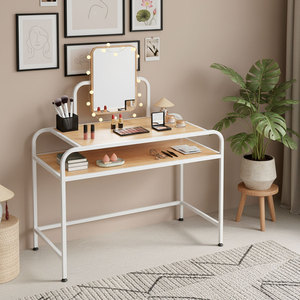 Modern Wood <b>Makeup</b> Vanity <b>Table</b> <b>with</b> <b>Lighted</b> Mirror and Iron Frame Floor Mount Multi-Room Use BTD68060 - Product Image 2