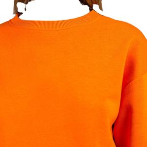 Sweat-shirt uni à col rond pour femmes-Pull décontracté à manches longues en coton polaire-Top de style basique pour un usage quotidien - Product Image 3