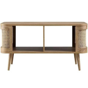 Table basse de forme ovale en canne design Chuck Table centrale en bois de manguier pur finition mate naturelle avec table à thé pour salons - Product Image 5