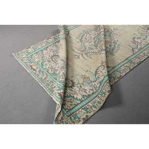 Alfombra Vintage de 5x8.8 pies, Alfombra Azul de Estilo Suroeste, Alfombra de Lana - Product Image 4