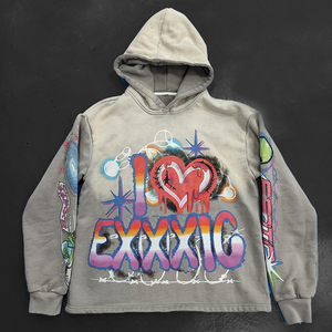 ชุดวอร์มผ้าฝ้ายพร้อมปกเสื้อมีฮู้ดสำหรับผู้ชายกางเกงขาบาน3D ลายฟองแบบกำหนดเอง100% - Product Image 2