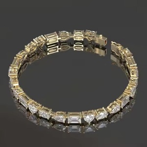 Bracelet de tennis en diamants de laboratoire pour femmes et hommes, bracelet de tennis en diamants taillés mélangés, bracelet en diamants en or massif - Product Image 4
