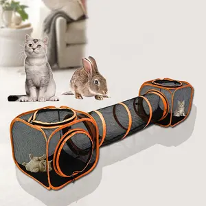 Новый дизайн, выдвижной манеж для животных с туннелем, комнатная и уличная клетка для домашних животных, палатка с сумкой для переноски, контейнер для кошек, хомяка, кролика
