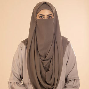 Precios al por Mayor Última Colección Nuevo Estilo Hiyab Musulmán Liso Teñido Color Sólido Poliéster Transpirable Ligero - Product Image 2