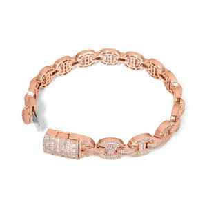 Bracelet gourmette de luxe pour homme plaqué or rose avec diamants Moissanite en argent sterling 925, bijoux Hip Hop pour cadeau ou soirée - Product Image 2