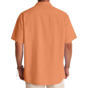 เสื้อเชิ้ตแขนสั้นผ้าลินินผ้าฝ้ายน้ำหนักเบาสำหรับผู้ชาย, เสื้อเชิ้ตลำลองแขนสั้นระบายอากาศได้ดีเสื้อเชิ้ตเดินชายหาดฤดูร้อน - Product Image 2