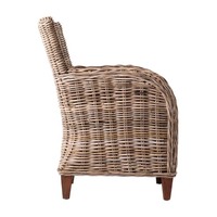 Fauteuil en Rotin Naturel Tressé à la Main avec Coussin, Chaise en Osier Durable et Élégante pour Salon ou Patio