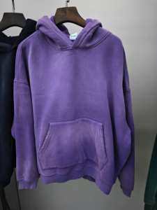 Sudadera con Capucha de Moda Invernal para Hombre, 100% Algodón, Lavado Desteñido, Estilo Urbano, con Bordado y Detalles Decorativos de Pedrería - Product Image 4