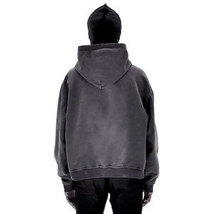 Sweat à capuche personnalisable, poids lourd, lavé à l'acide, respirant, grande taille avec patch de broderie vintage et capuche détachable - Product Image 4