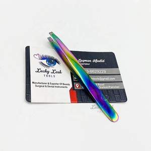 ERT-Rainbow-Pince à sourcils en acier inoxydable avec logo personnalisé, outil de beauté à pointe carrée, volume russe, extension de cils, LUCKY LASH - Product Image 5