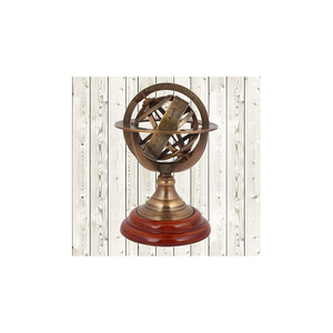 Globe armillaire nautique en laiton antique de 8 pouces sphère du zodiaque décor de table carré fonctionnel pour accessoire de bureau - Product Image 1