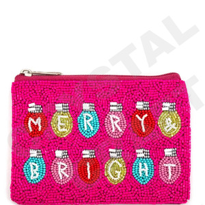 Cásate Monedero rosa brillante Monedero con cuentas de semillas personalizado Hermoso regalo de mamá-Diseño de corazones para niñas - Product Image 1