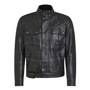 Vêtements de course automobile Vestes de moto en cuir pour hommes Veste de moto en cuir de couleur unie pour hommes - Product Image 1