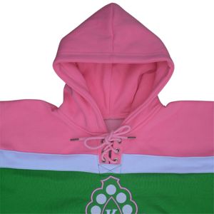 เสื้อฮู้ดลายฮอกกี้ขนแกะหนา | เสื้อฮู้ดสีเขียวและสีชมพูพร้อมโลโก้ปักลาย | เสื้อผ้าพี่น้องและฤดูหนาวสโมสร - Product Image 3