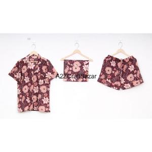 Ensemble de pyjama court pour femme, imprimé floral élégant, col en V, 100% coton pur, respirant, doux, fermeture à cordon, été - Product Image 1
