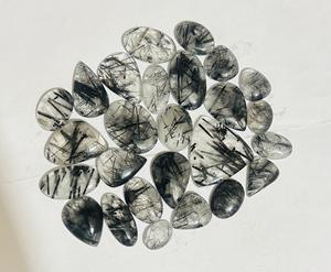 Cabochon de quartz rutilé noir naturel de qualité supérieure forme mixte pierre précieuse semi-précieuse rutile noire pour la fabrication de bijoux, - Product Image 3
