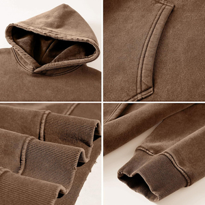 Sweat-shirts pour hommes personnalisés, sweat-shirt lourd délavé à l'acide, sweat-shirt pour hommes déchiré, ourlet brut, broderie délavée - Product Image 5