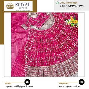 Ropa Étnica, Nueva Colección Exclusiva de Lehenga Choli Indio con Lentejuelas y Bordados, Diseño de Seda Sintética Georgette - Product Image 6