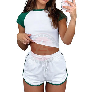 Ensemble short et crop top décontracté en coton pour femme, idéal pour l'extérieur, best-seller, matière durable, respirant, écologique, printemps/été - Product Image 4