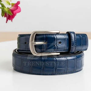Ceinture en cuir gaufré croco de haute qualité, design élégant pour les looks décontractés et formels, ceinture en cuir gaufré croco classique et tendance - Product Image 5