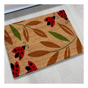 Alfombra de Entrada de Fibra de Coco Resistente de 60x90cm, 15mm de Grosor, con Estampado Floral, Antideslizante, con Base de PVC, para Uso en el Hogar y Hoteles - Product Image 1