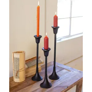 Smooth <b>Black</b> <b>Metal</b> Taper <b>Candle</b> <b>Holder</b> for Wedding & Dining Table, Luxury Decorative <b>Candle</b> <b>Holder</b> for Living Room & Event Decor - Product Image 1