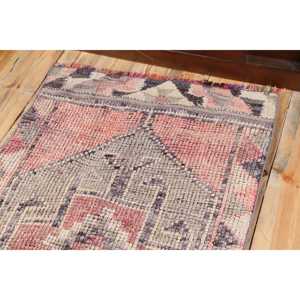 Vintage Turkish Rug, 2.5x10.2 ft <b>Runner</b> Rug, <b>Red</b> Herki Ombr Rug - Product Image 5
