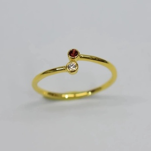 925 Sterling Silver S925 14K <b>Gold</b> Plated Minimalist <b>Ring</b> Customizable With Natural Garnet <b>Cubic</b> <b>Zirconia</b> for Wedding or Gift - Product Image 1