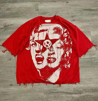 T-shirt sans manches pour homme en coton lourd surdimensionné, style vintage, imprimé graphique, épaules tombantes, col rond, streetwear, délavé, long, tricoté