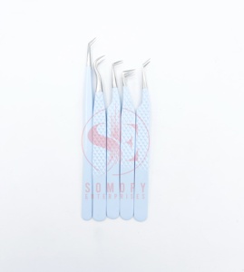 High Quality Somofy Enterprises Stainless Steel Russian Volume <b>Lashes</b> Eyelash Tweezers 10mm Precision Narrow Fine Tips - Product Image 5