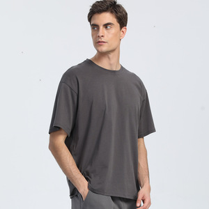 เสื้อยืดผู้ชายผ้าฝ้ายออร์แกนิคสีพื้นสำหรับยิมสีพื้นเสื้อยืดผู้ชายผ้าฝ้ายออร์แกนิกโอเวอร์ไซส์ออกแบบได้ตามต้องการ - Product Image 3