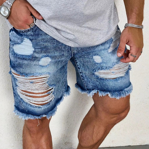 Shorts en jean déchirés pour homme, style décontracté d'été, design effiloché, franges, nouveau style tendance, 100% coton, écologique - Product Image 4