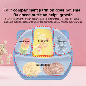 Hot Selling Eco-Friendly Food Grade Silicone Baby Feeding Set Dinner Divided Plate Ears Cute Design <b>Microwave</b> Dishwasher Safe - Product Image 6