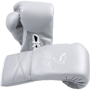 Gants de boxe d'entraînement Fly Fight en cuir de vachette à lacets avec sangle de poignet réglable, légers et imperméables pour MMA et Kickboxing - Product Image 1