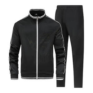 ชุดวอร์ม2ชิ้นสำหรับนักกีฬาชายเสื้อออกกำลังกายมีซิปเต็มตัวเสื้อแจ็กเก็ตและกางเกงกางเกงสำหรับยิมวิ่งออกกำลังกายกิจกรรมกลางแจ้ง - Product Image 2