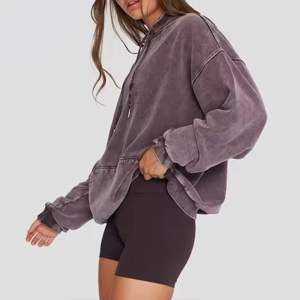 Derniers modèles de sweats à capuche délavés à l'acide pour femmes sweats à capuche délavés à l'acide respirants anti-boulochage pour femmes avec couleur et taille personnalisées - Product Image 6