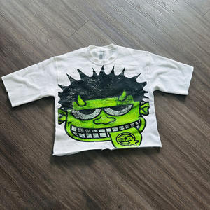 เสื้อยืดครอปของผู้ชายแบบสั่งทำเสื้อยืดผ้าฝ้าย100% 300Gsm สตรีทแวร์ผ้าฝ้าย100% สั้นพิมพ์ลายสกรีน - Product Image 1