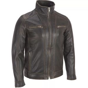 Veste en cuir véritable de concepteur décontracté de haute qualité Style classique Esprit Doublure respirante d'hiver Veste en cuir de motard OEM Pak - Product Image 4