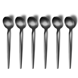 Stainless Steel <b>Dinner</b> Soup Spoon <b>Black</b> Matte Polished Spoon Handicrafts Soup Spoon Wholesale Price - Product Image 4